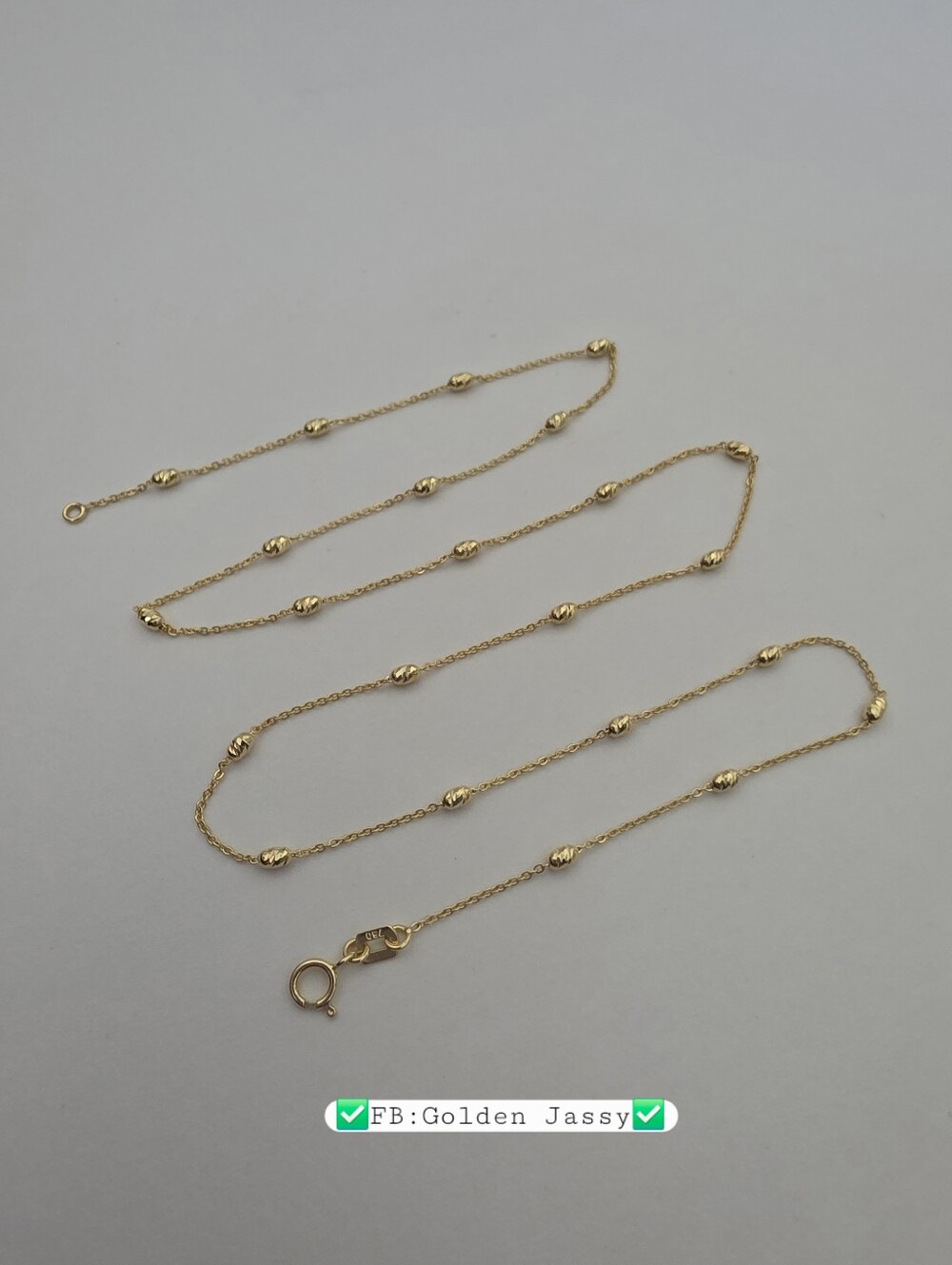 18K Real Gold Station Necklace 20"